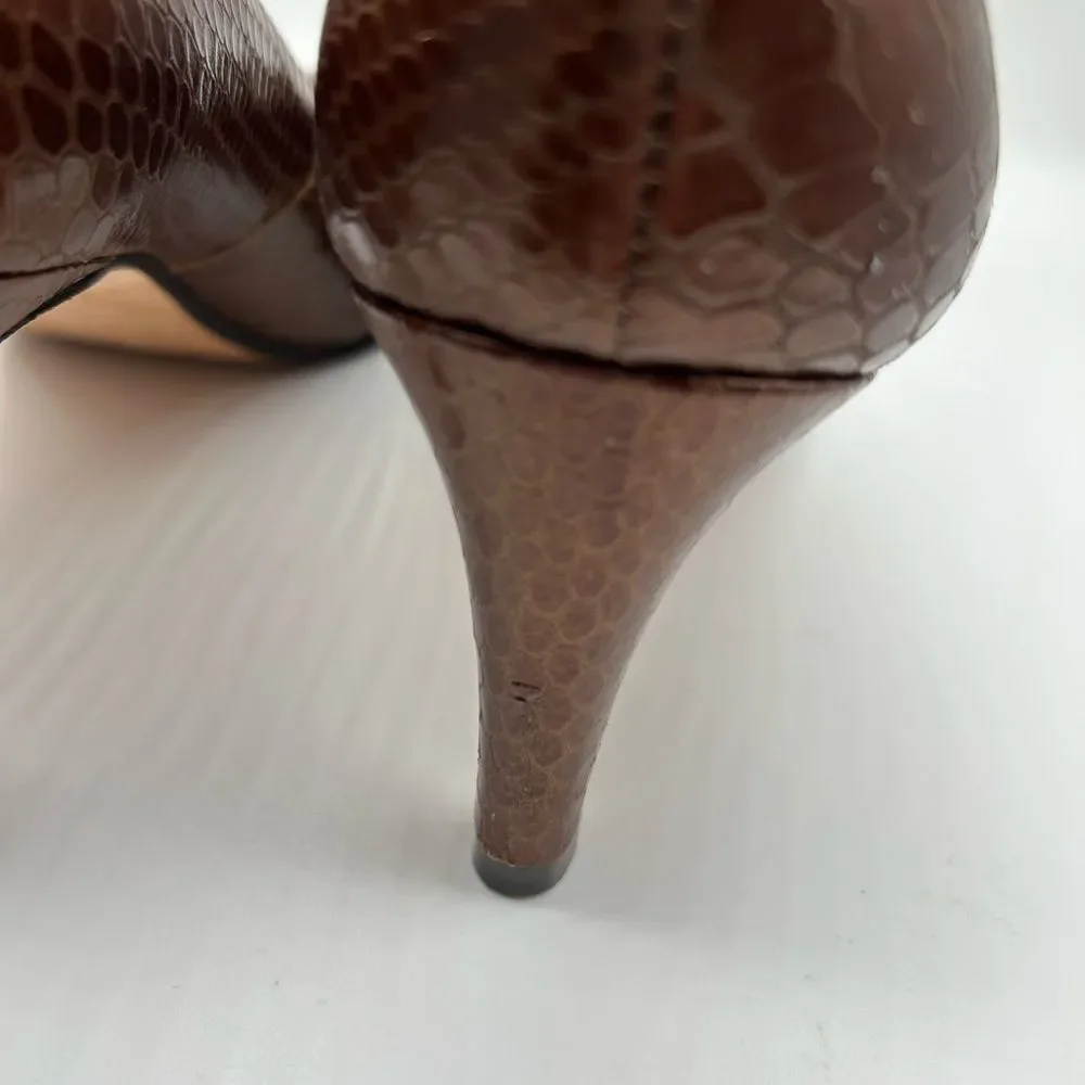 Talbots Leather Snakeskin Pumps in Bronze Size 7B